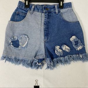 Vintage South Central Patched Shorts High Waist Jean Shorts